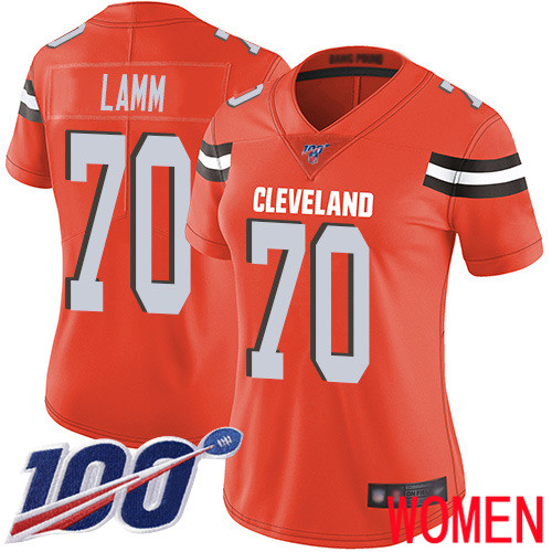 Cleveland Browns Kendall Lamm Women Orange Limited Jersey #70 NFL Football Alternate 100th Season Vapor Untouchable